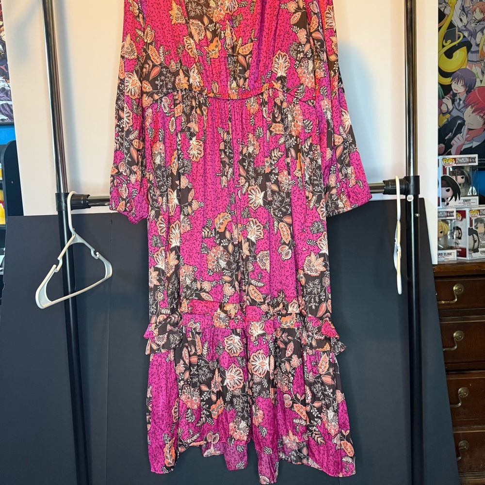 NWT Lane Brant Satin Tiered Ruffle-Detail Midi Dress Size: 22 - Picture 5 of 12